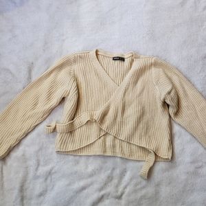 Tie front cropped sweater